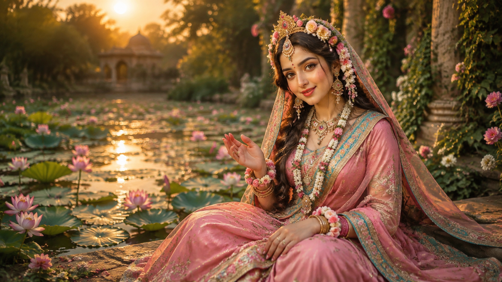chatgpt radha rani prompt example — Festive color and detail variation
