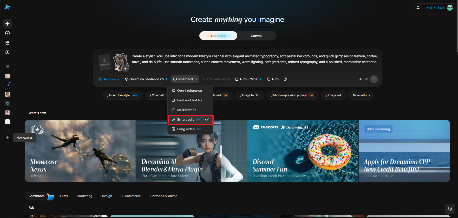 Funcție de editare video precisă în Dreamina