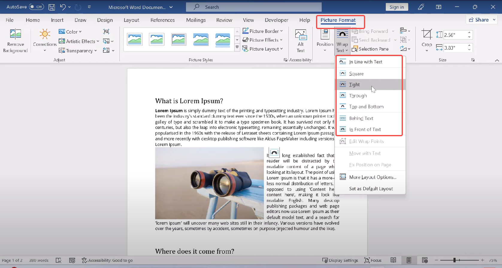 Choose a wrapping style