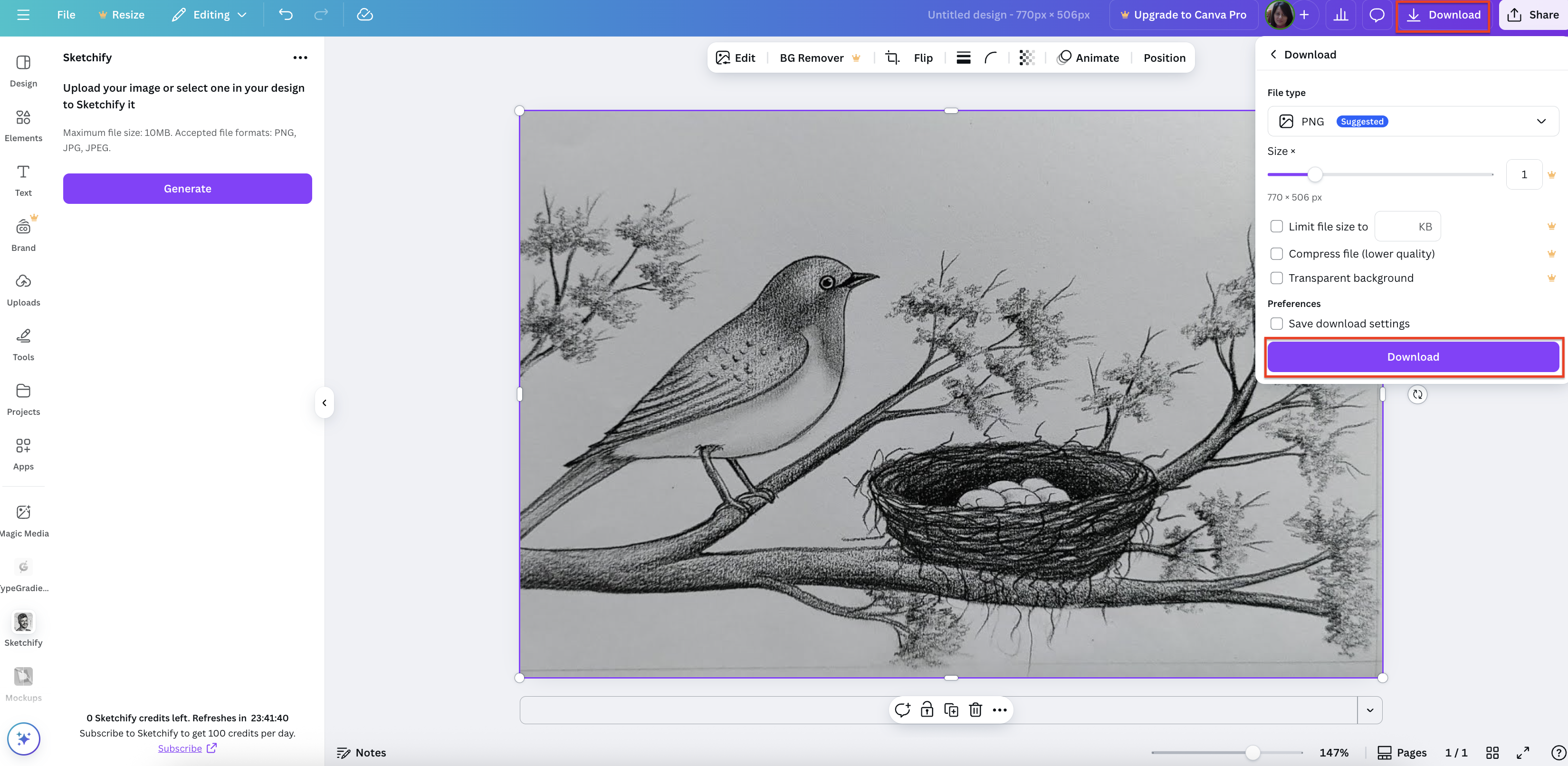 Baixe a imagem do esboço