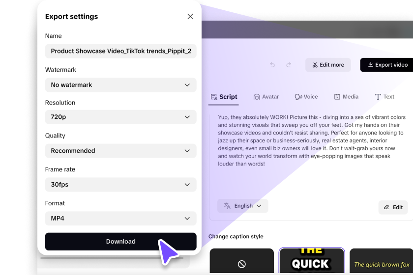 Exporting TikTok ads from Pippit