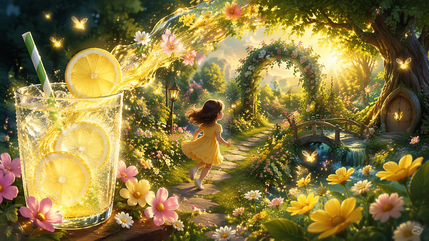 Dreamina AI Drink Story Generator Prompt Beispiel 3: Obst Garnieren Stimmung