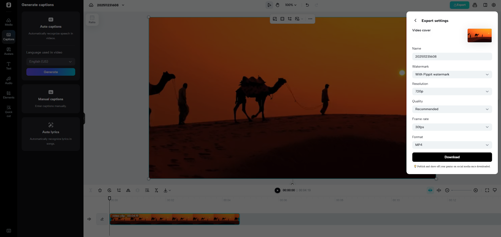 Generate Captions and Add Multiple Languages