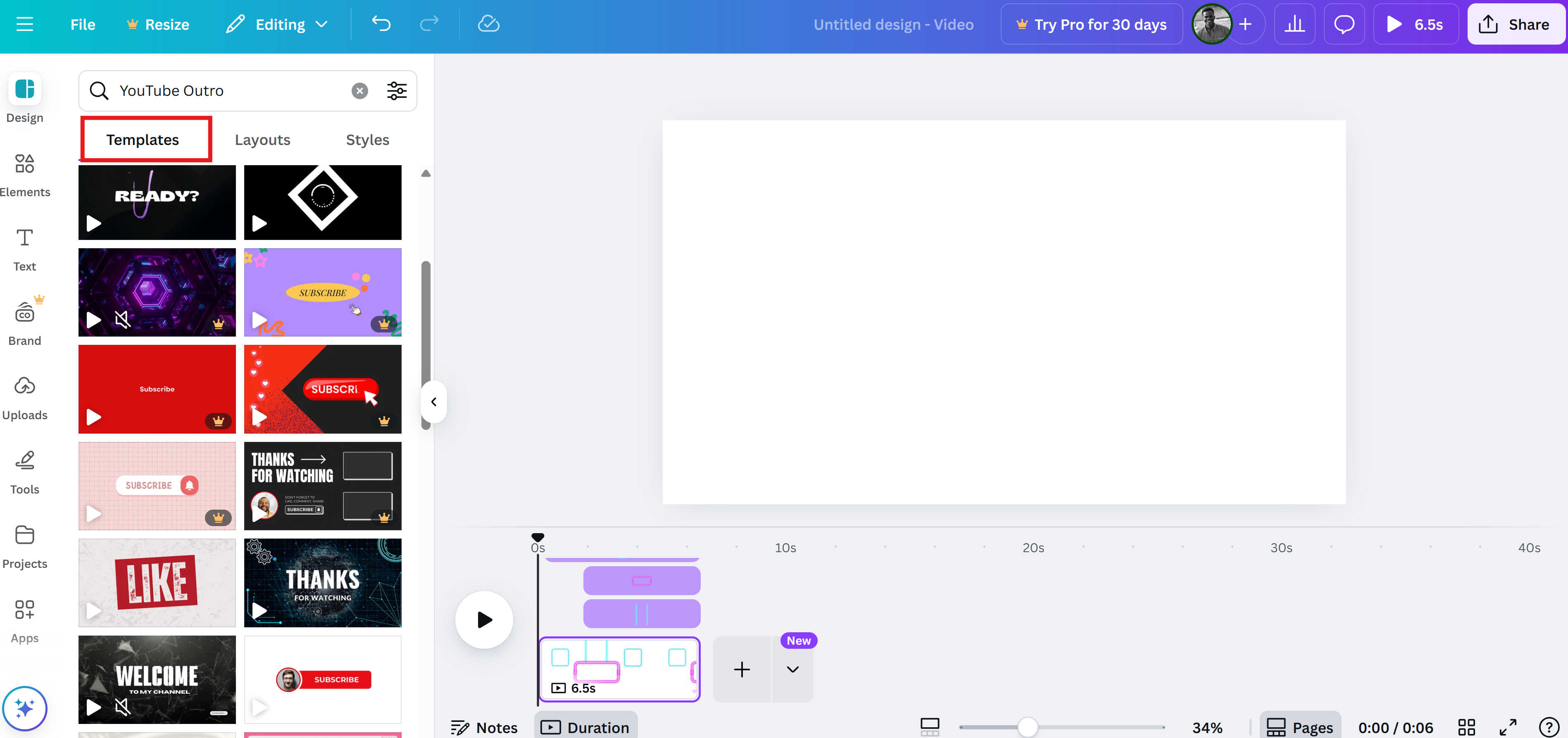 Canva: Outro YouTube libre