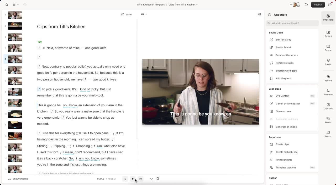 Descript-Schnittstelle