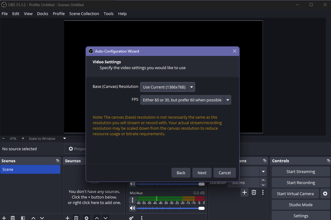 Video resolution and FPS