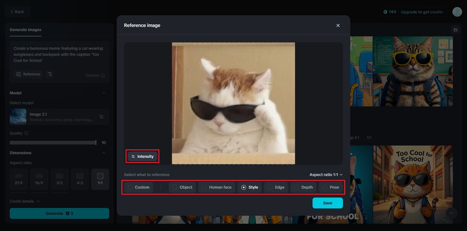 Ajustez les paramètres de votre photo de référence