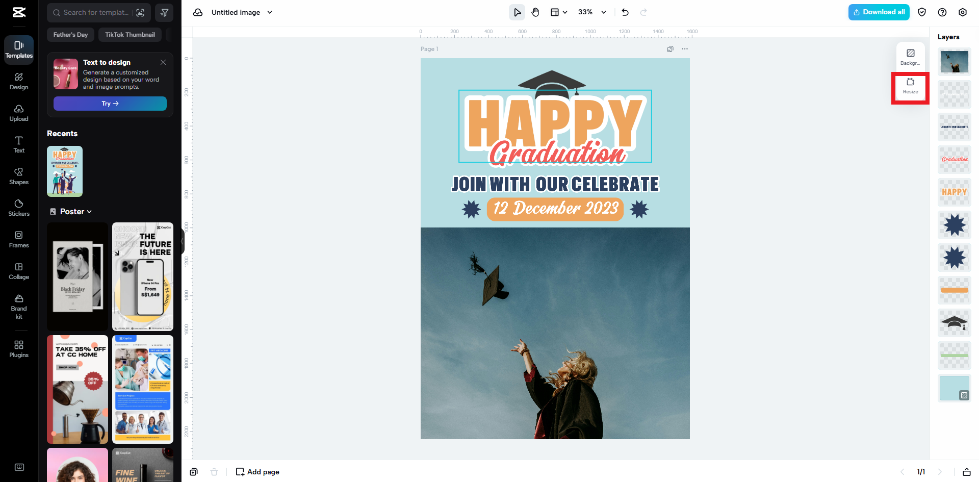 Resize your graduation poster