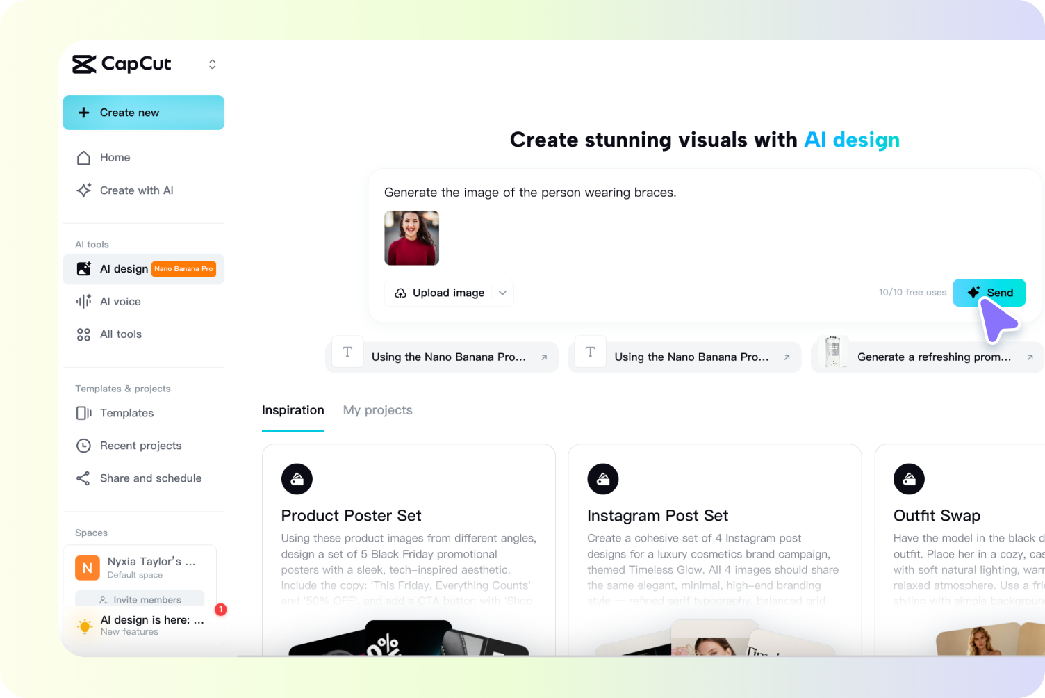 Access the AI design tool
