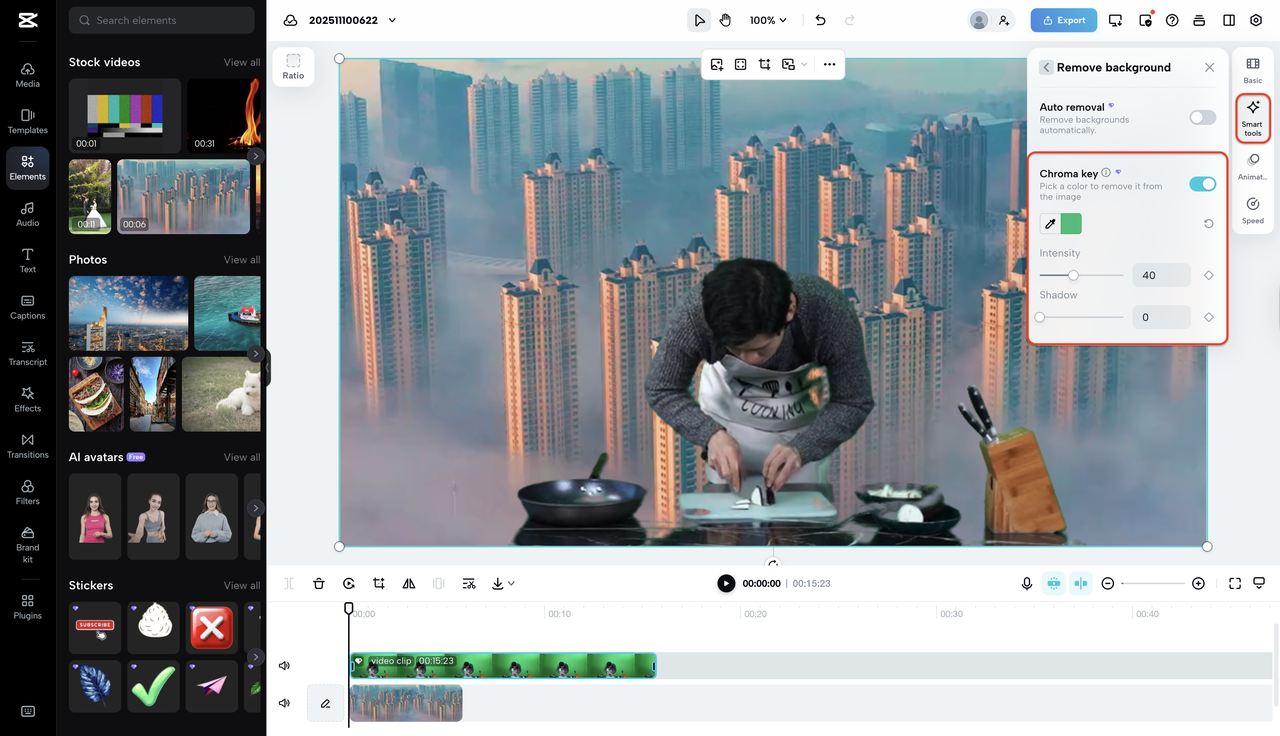 Use Chroma key to replace bg
