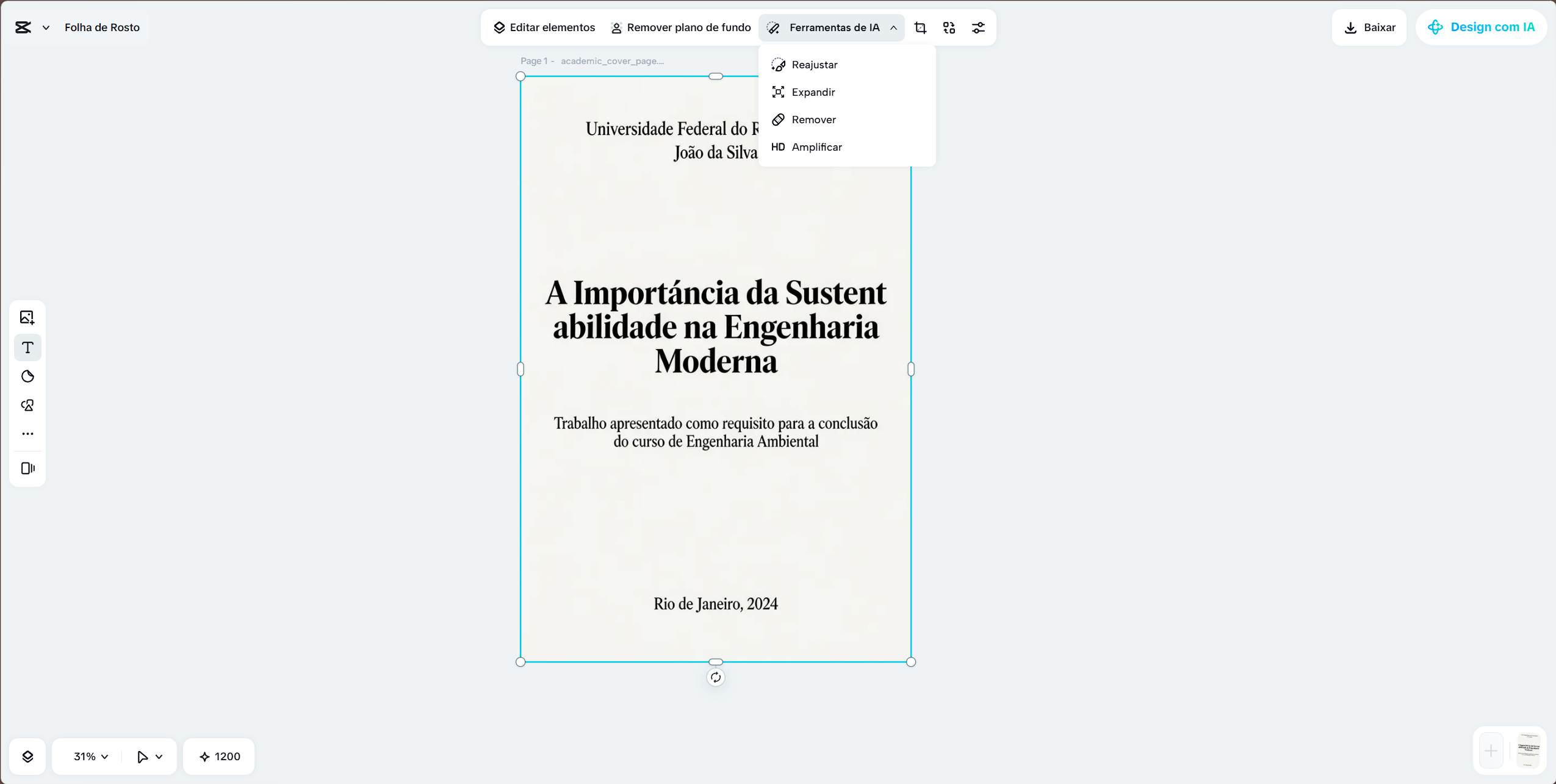 Personalizando a folha de rosto com gráficos e ilustrações