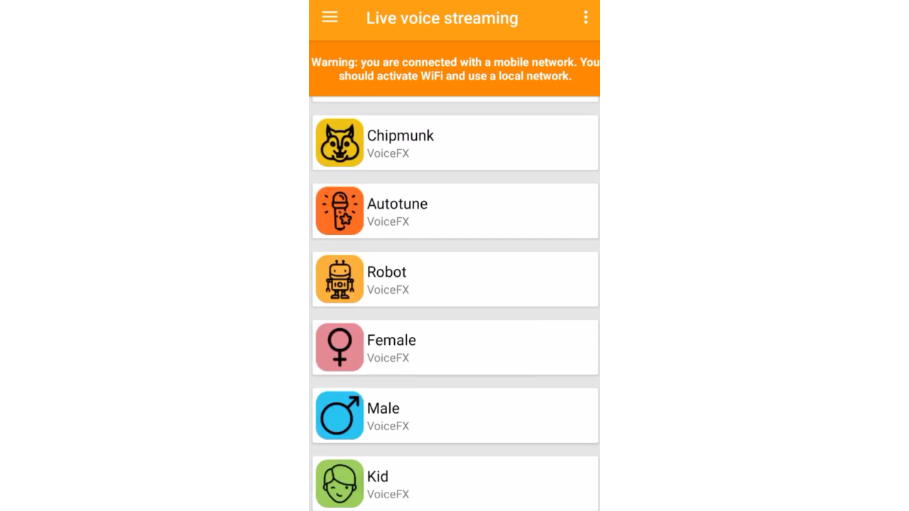 VoiceFx interface