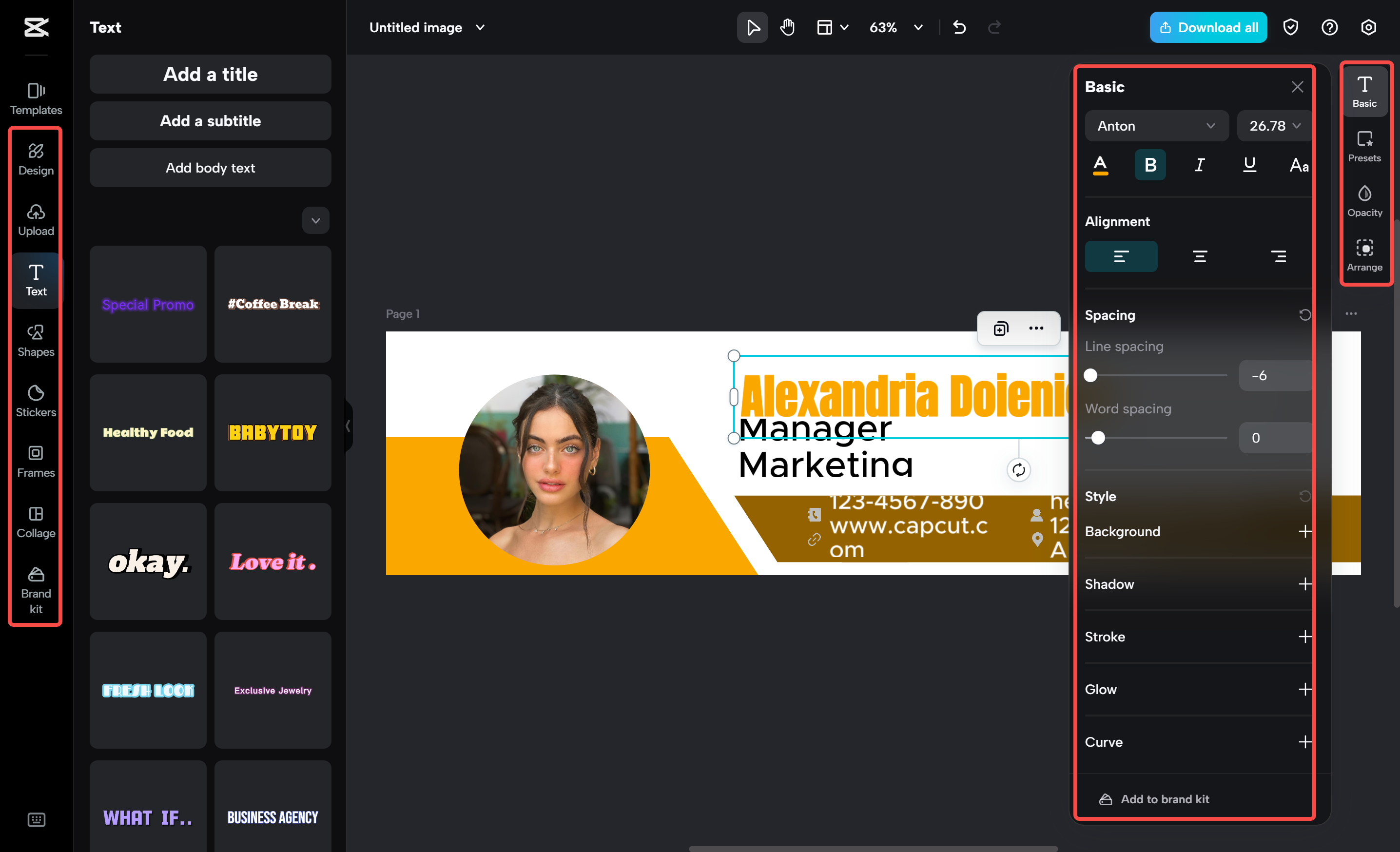 Searching and selecting LinkedIn banner templates