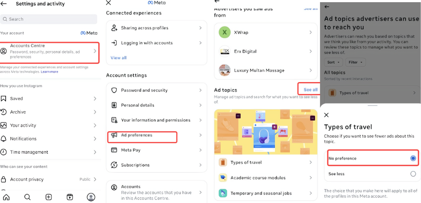 Filter ad topics