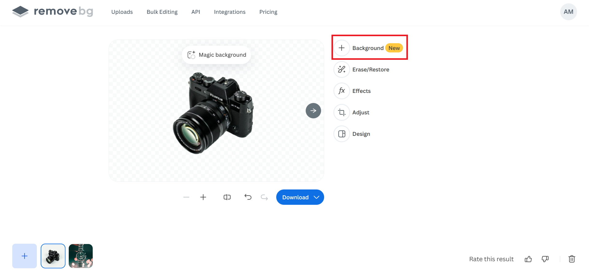 Select the 'Background' option