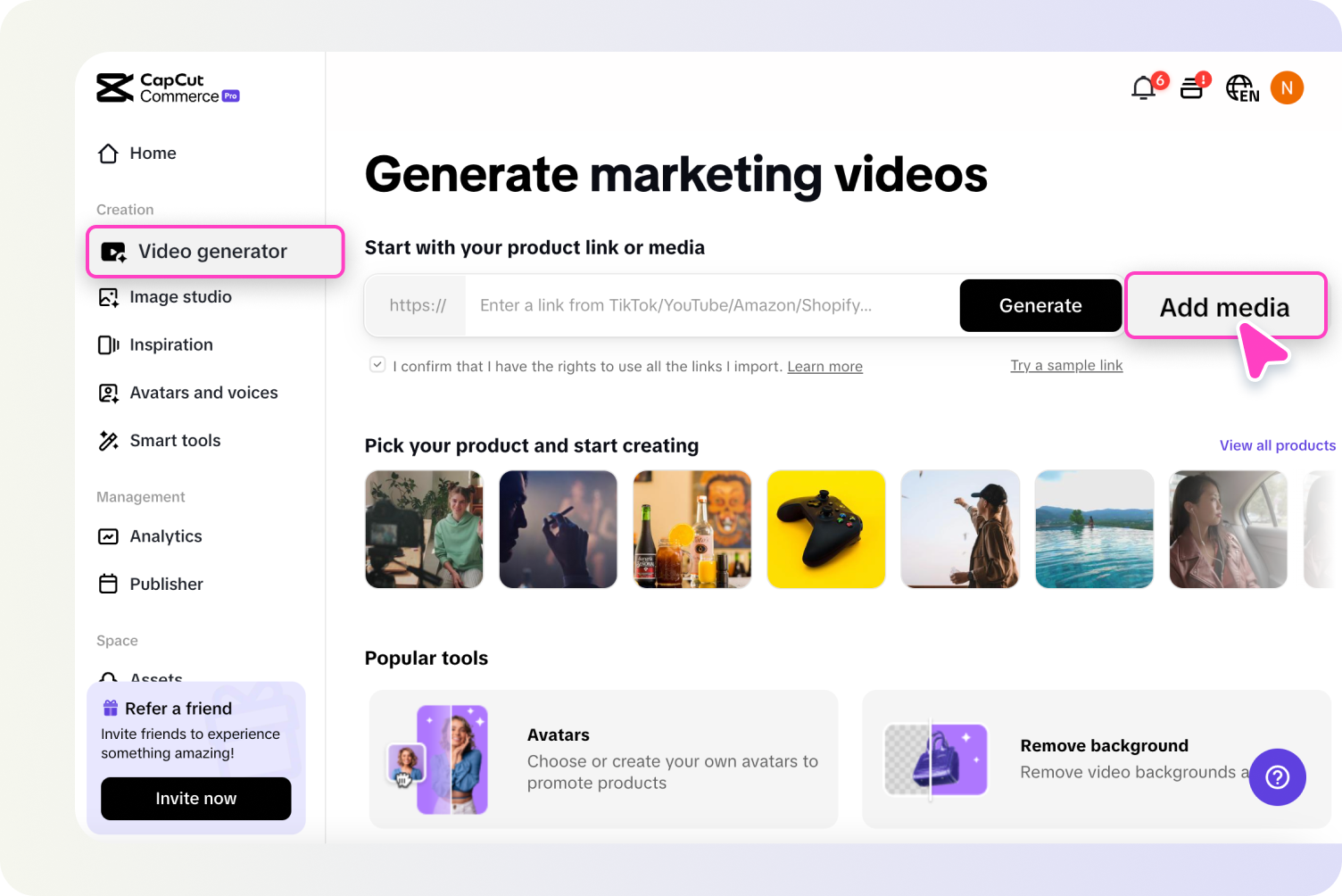 Mag-access sa tool na Video generator