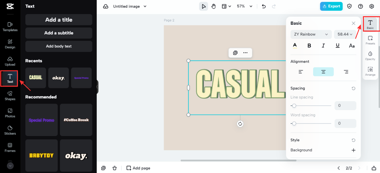 Design logo texts