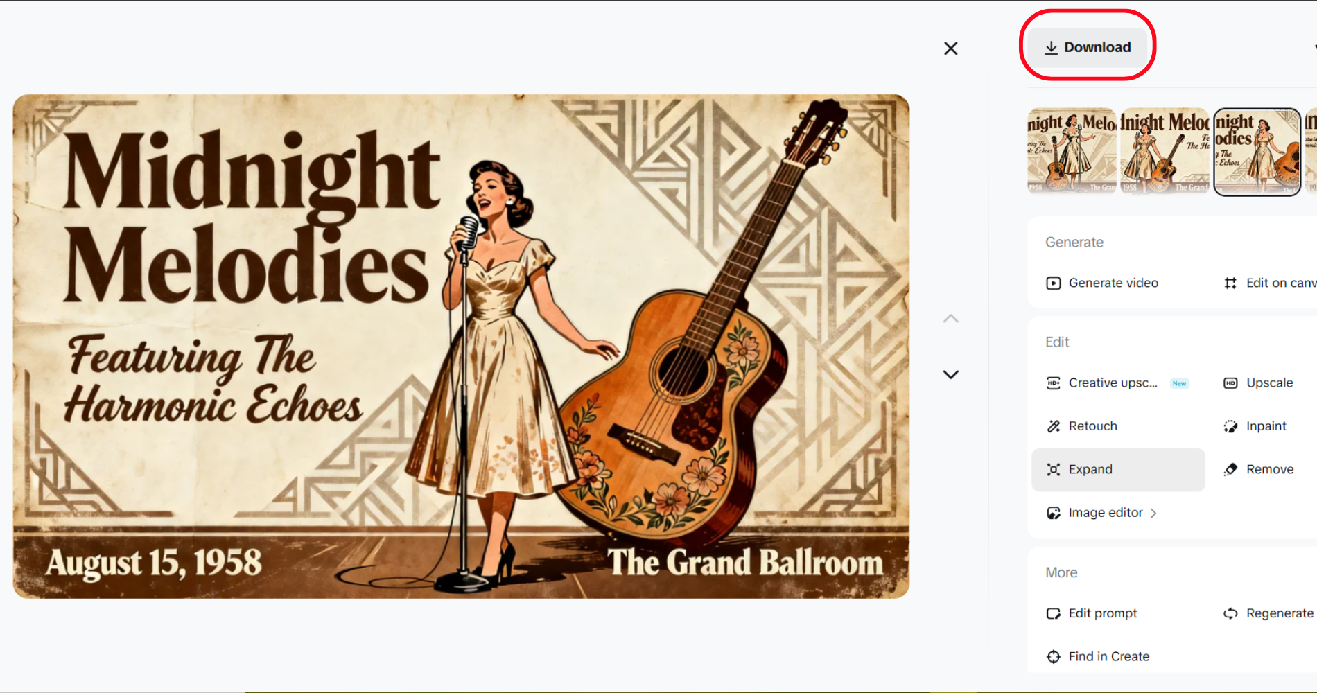 在 Dreamina 上下載音樂會海報