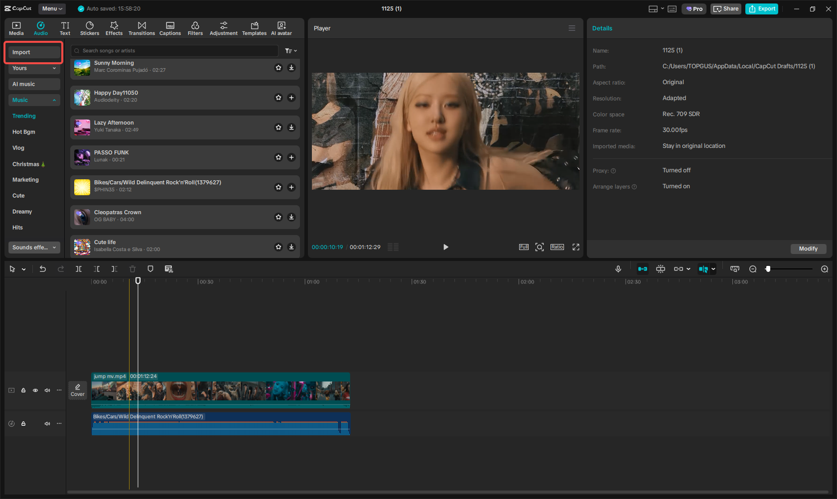 Upload your video and music file