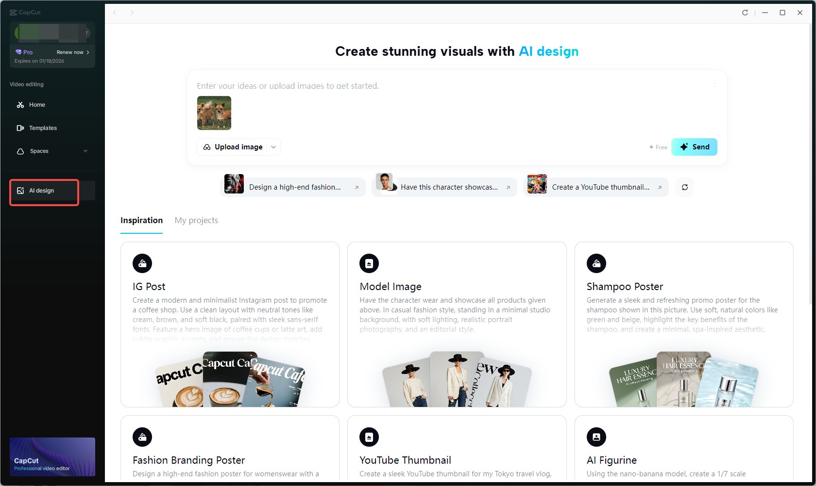 Apply CapCut's AI design tool