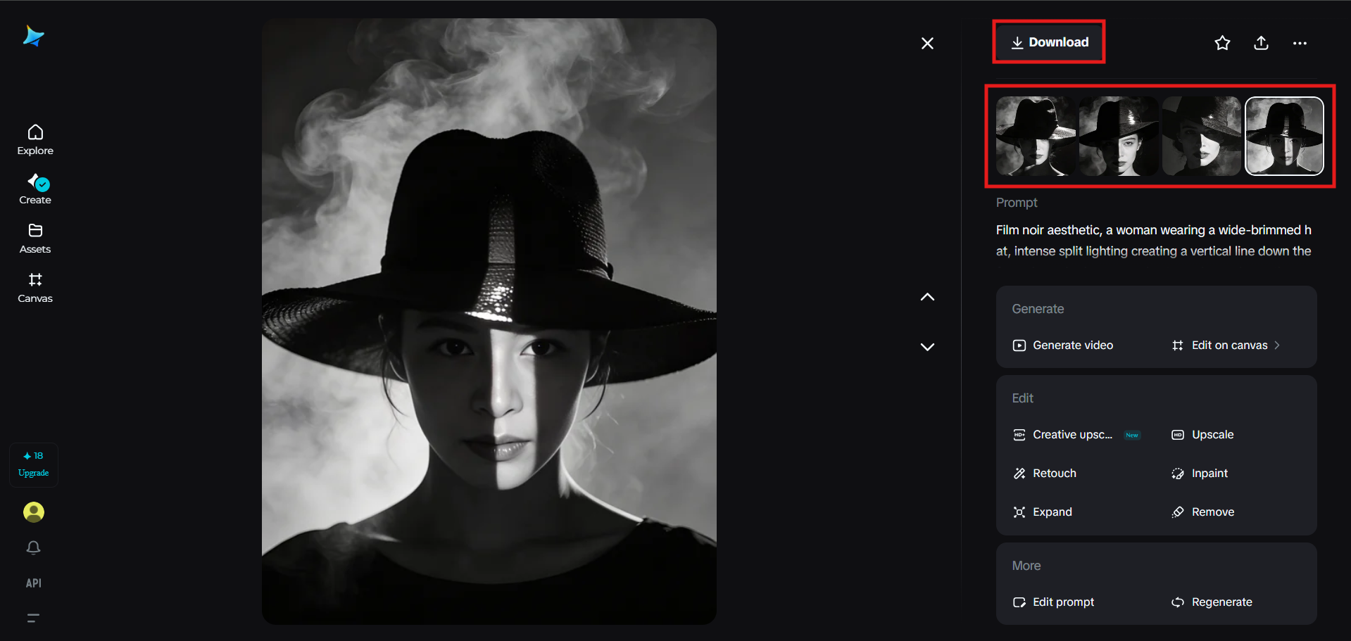 Descărcarea portretului final de iluminare divizată