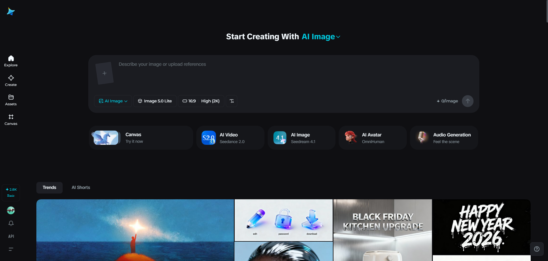 Dreamina interface