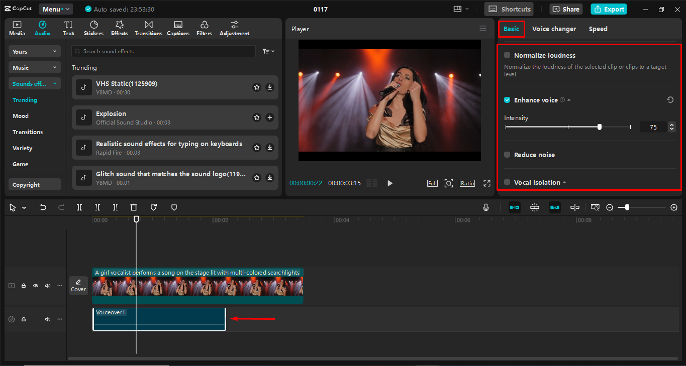 Montage de la vidéo musicale à l'aide de divers outils de l' CapCut éditeur vidéo de bureau