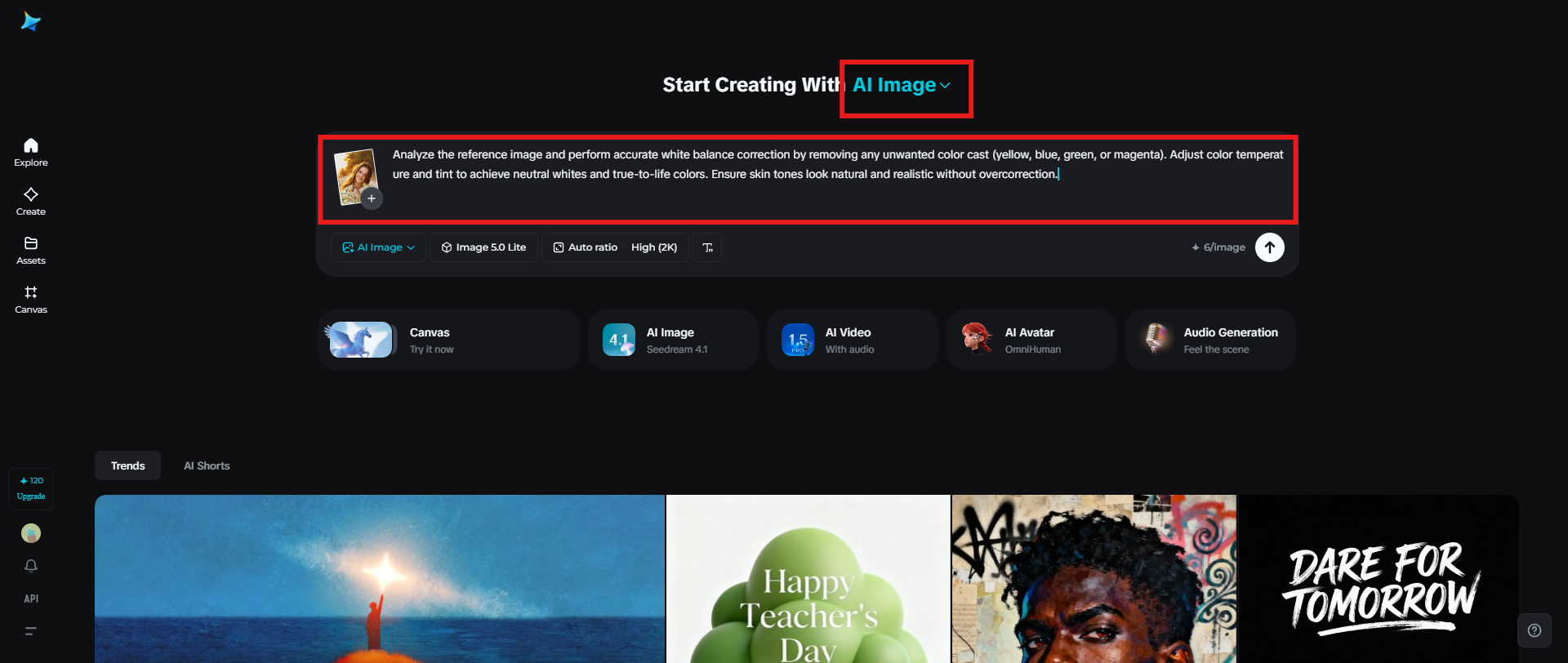Upload a reference image and enter a prompt