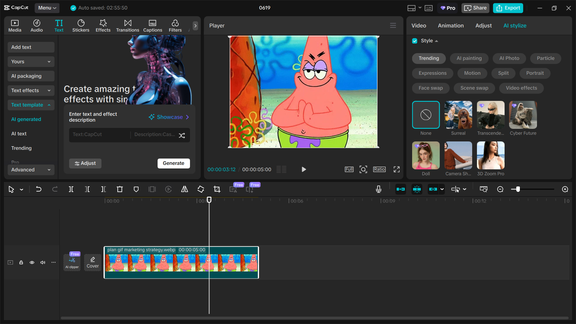 Interface of the CapCut desktop video editor - the best free GIF maker on desktop