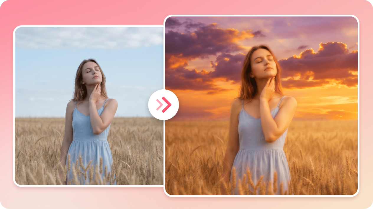 Replace skies from any photo with image-to-image