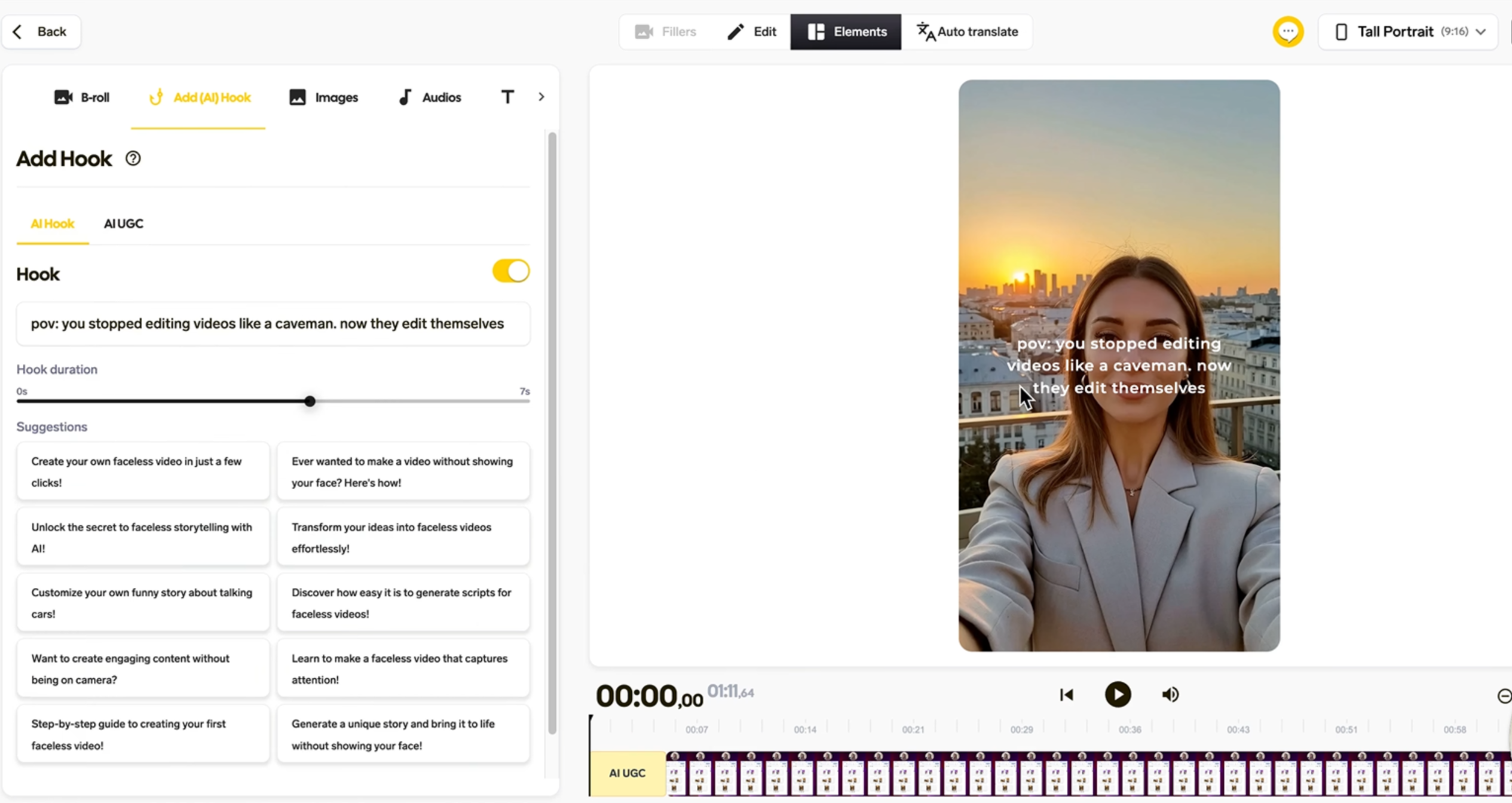 Sendshort - an online AI UGC video generator for free