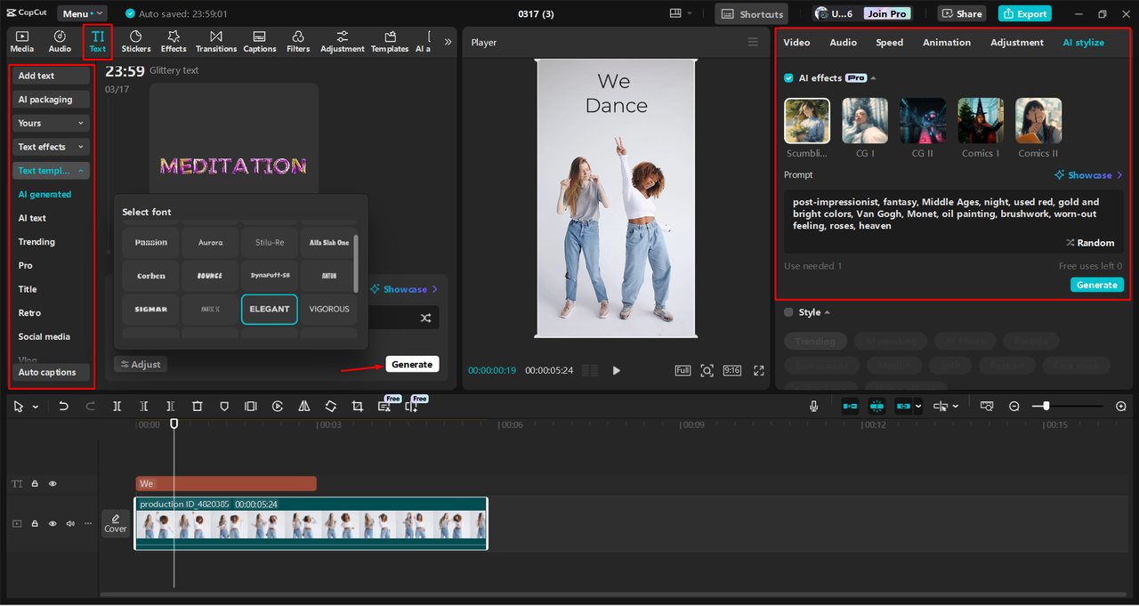 Adjust the video format and edit