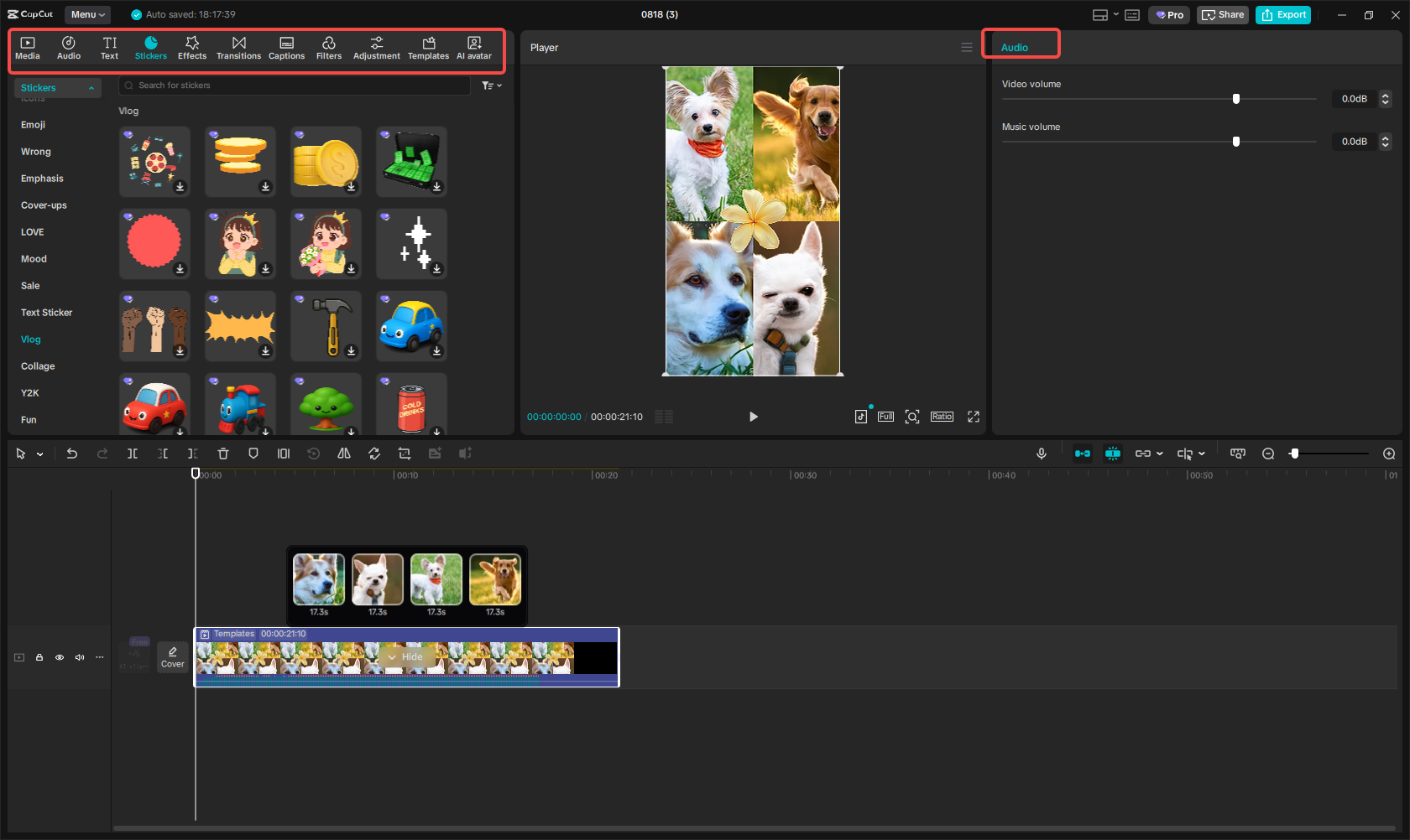 Enrich the collage video in CapCut