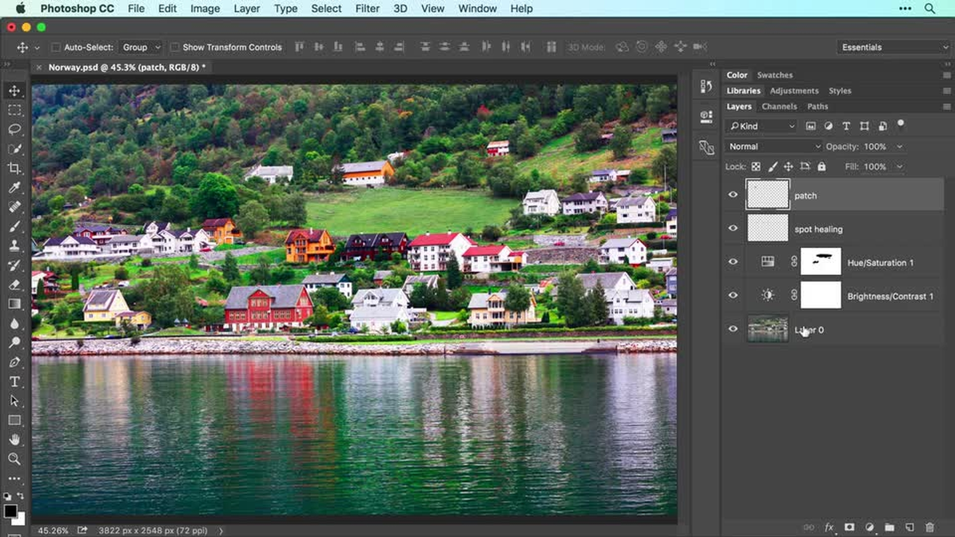 Interface of Photoshop - a professional photo editing software