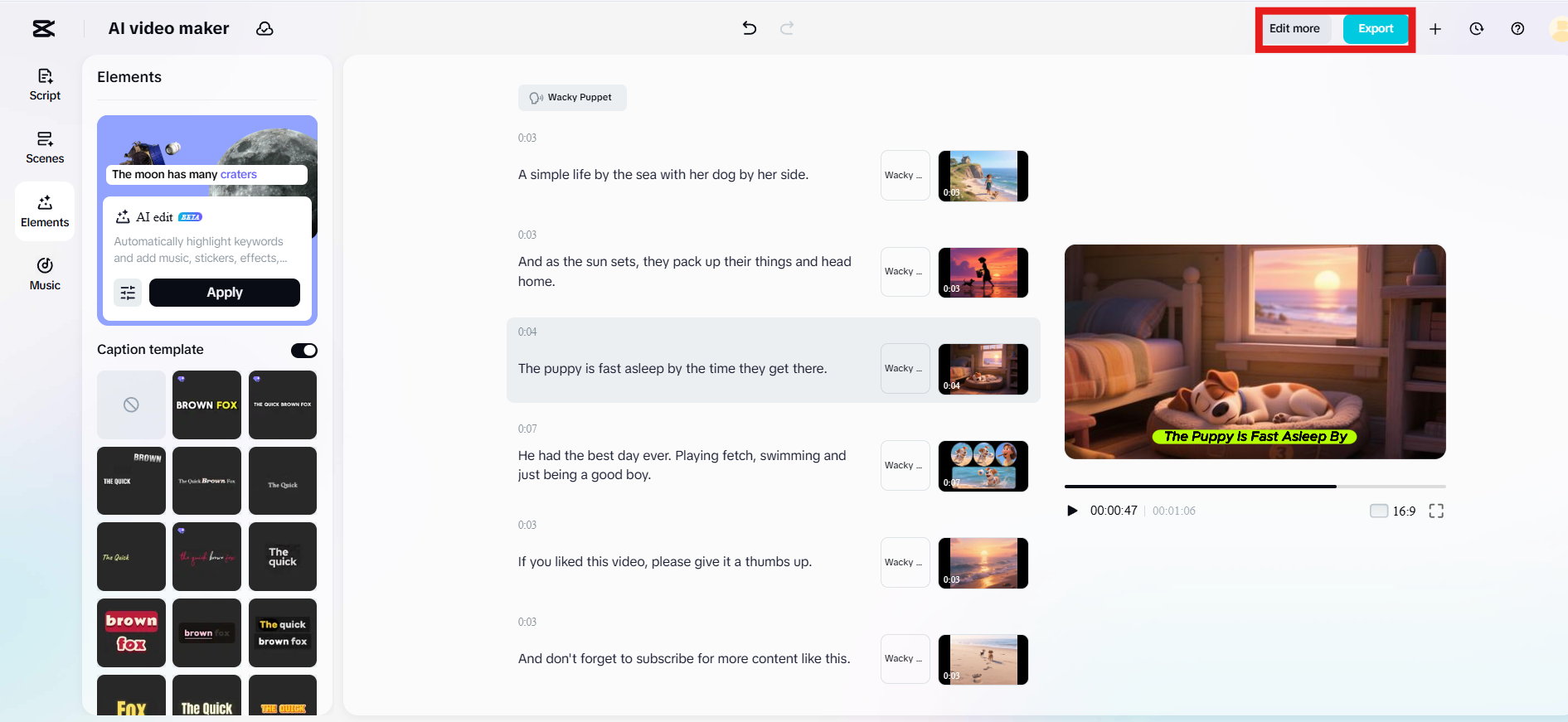 Edit more or export video