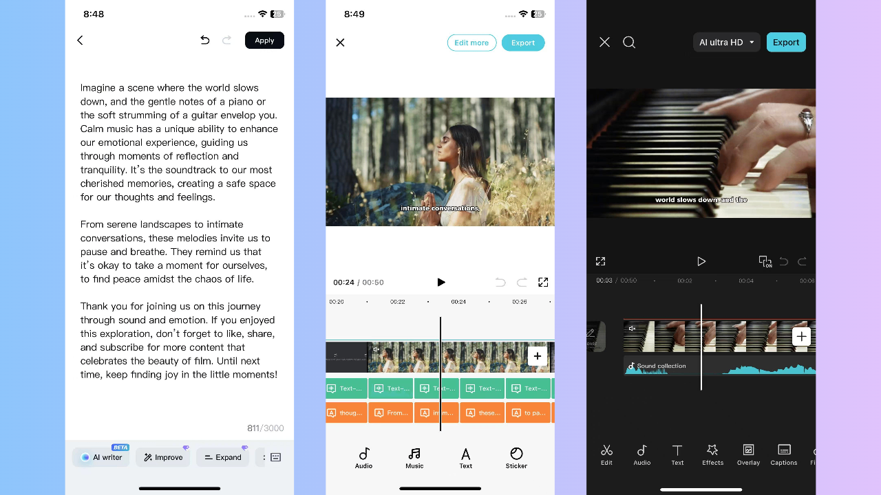 CapCut App: create music videos from scripts