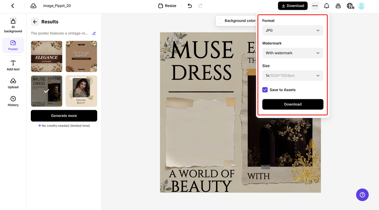 Finalize and export your poster
