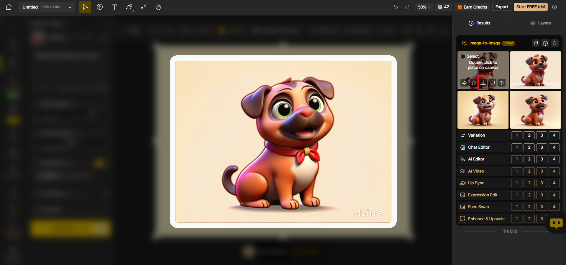 Choose the 3D generated image and download