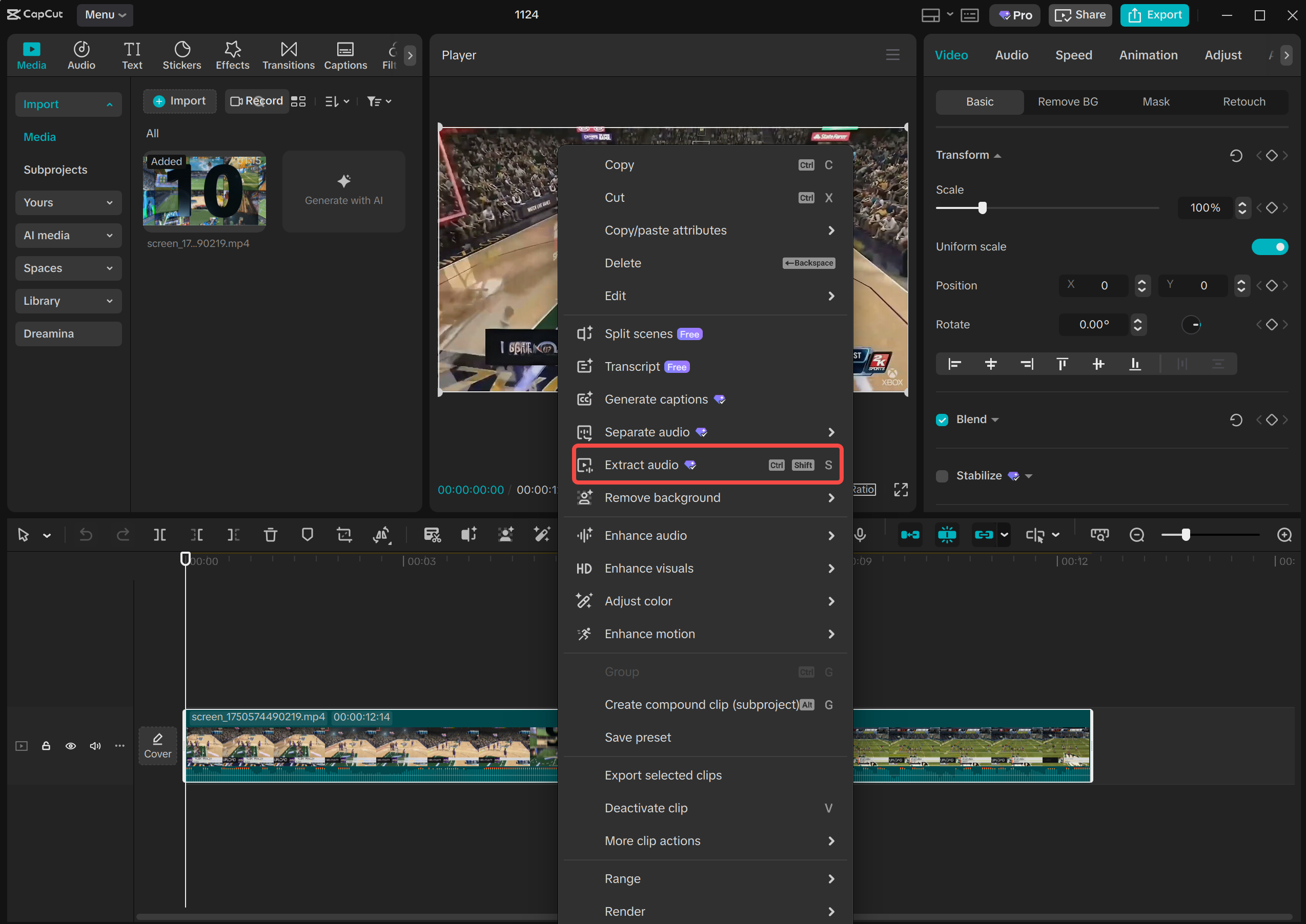 Syncing audio with the video in the CapCut desktop video editor