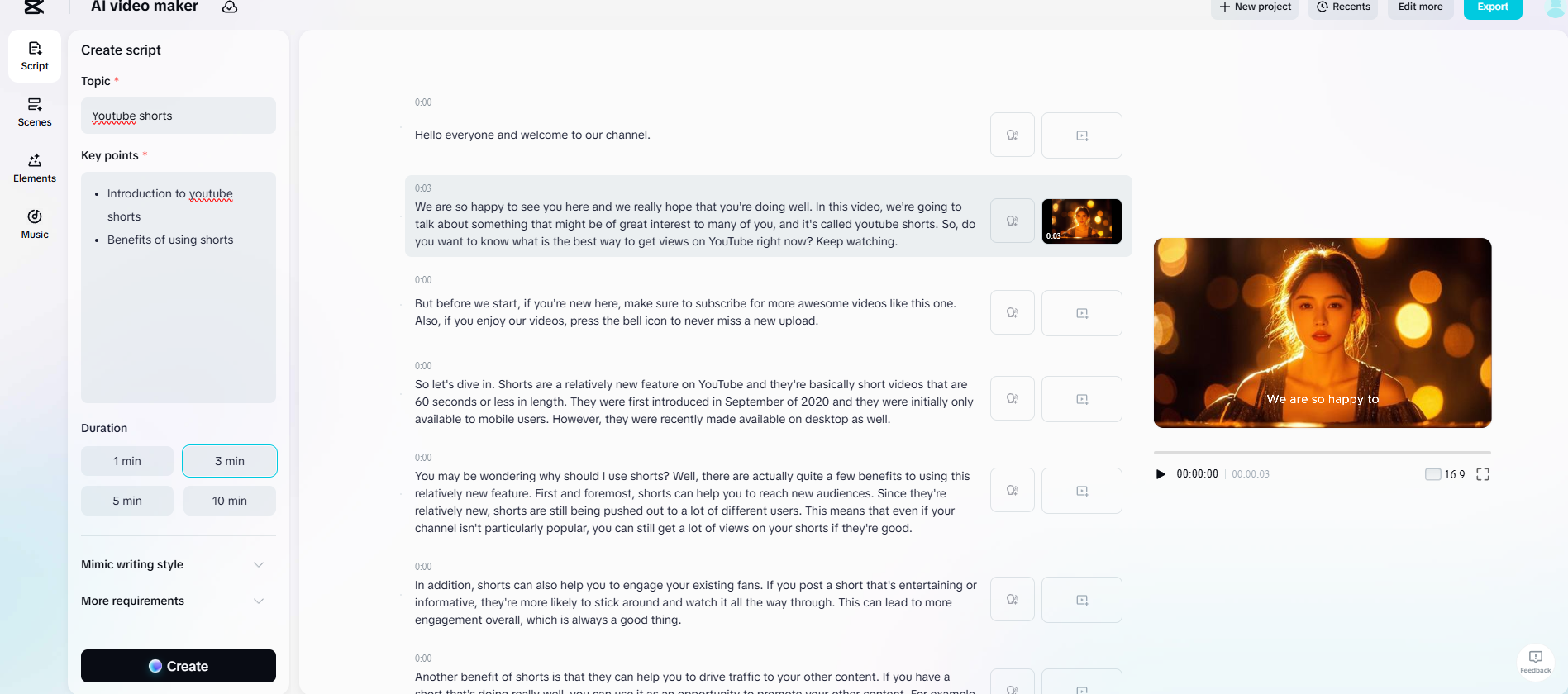 Vytvoření videa z textu