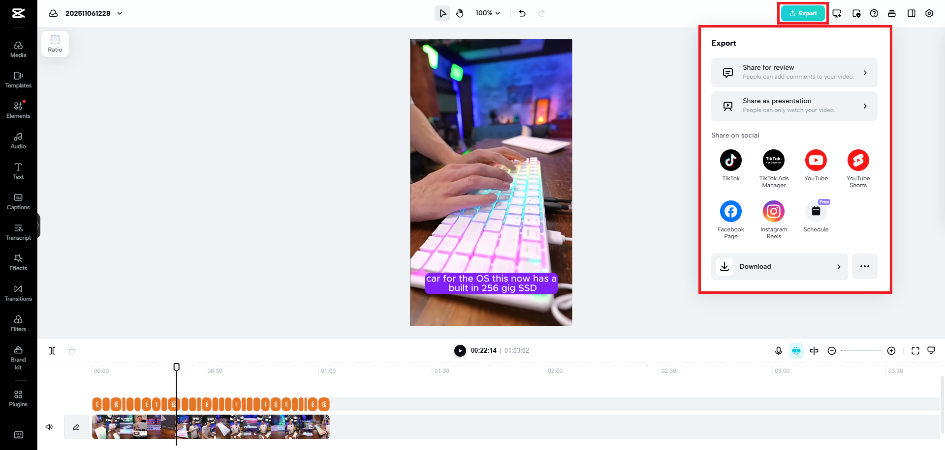 Export your video