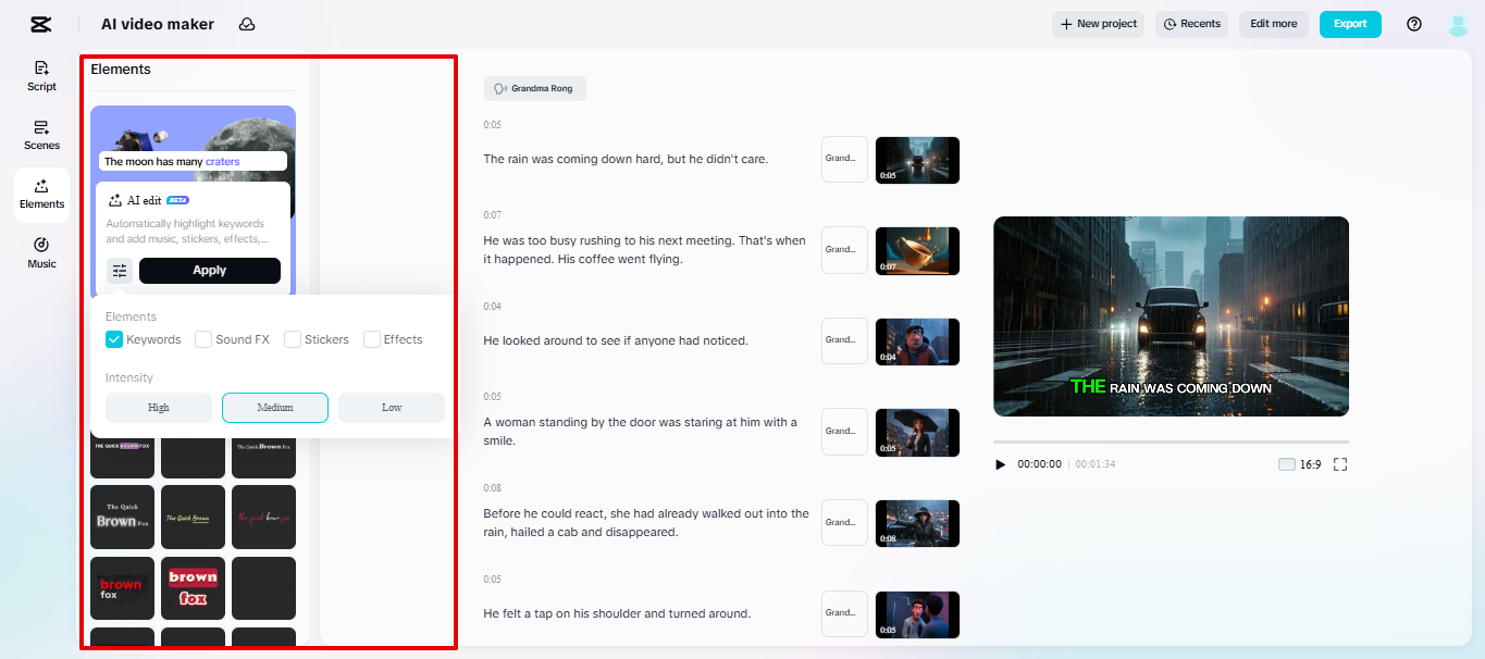 CapCut Web subtitles generator