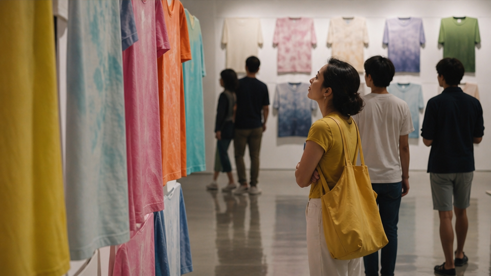 T-Shirt Exhibition Video prompt example 3 - Model-Free Runway-Style Collection Sweep