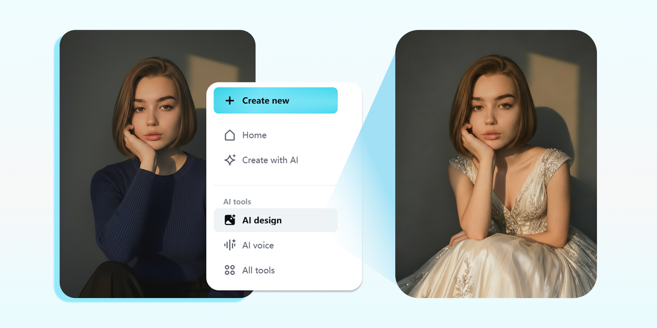Outfit Changes with CupCut's AI Design
