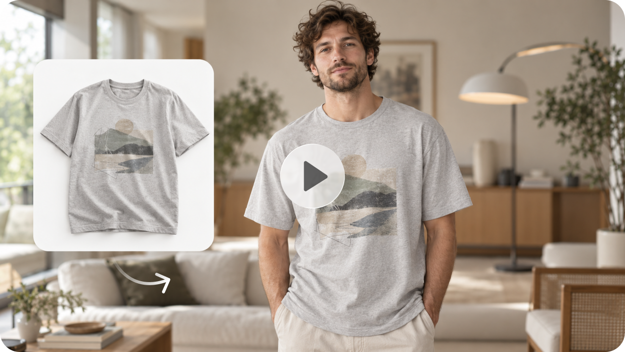 Preview your t-shirt design with AI virtual try-on videos