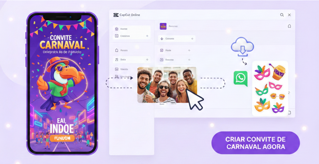Family Carnival invitation with old photo and background removed via AI
