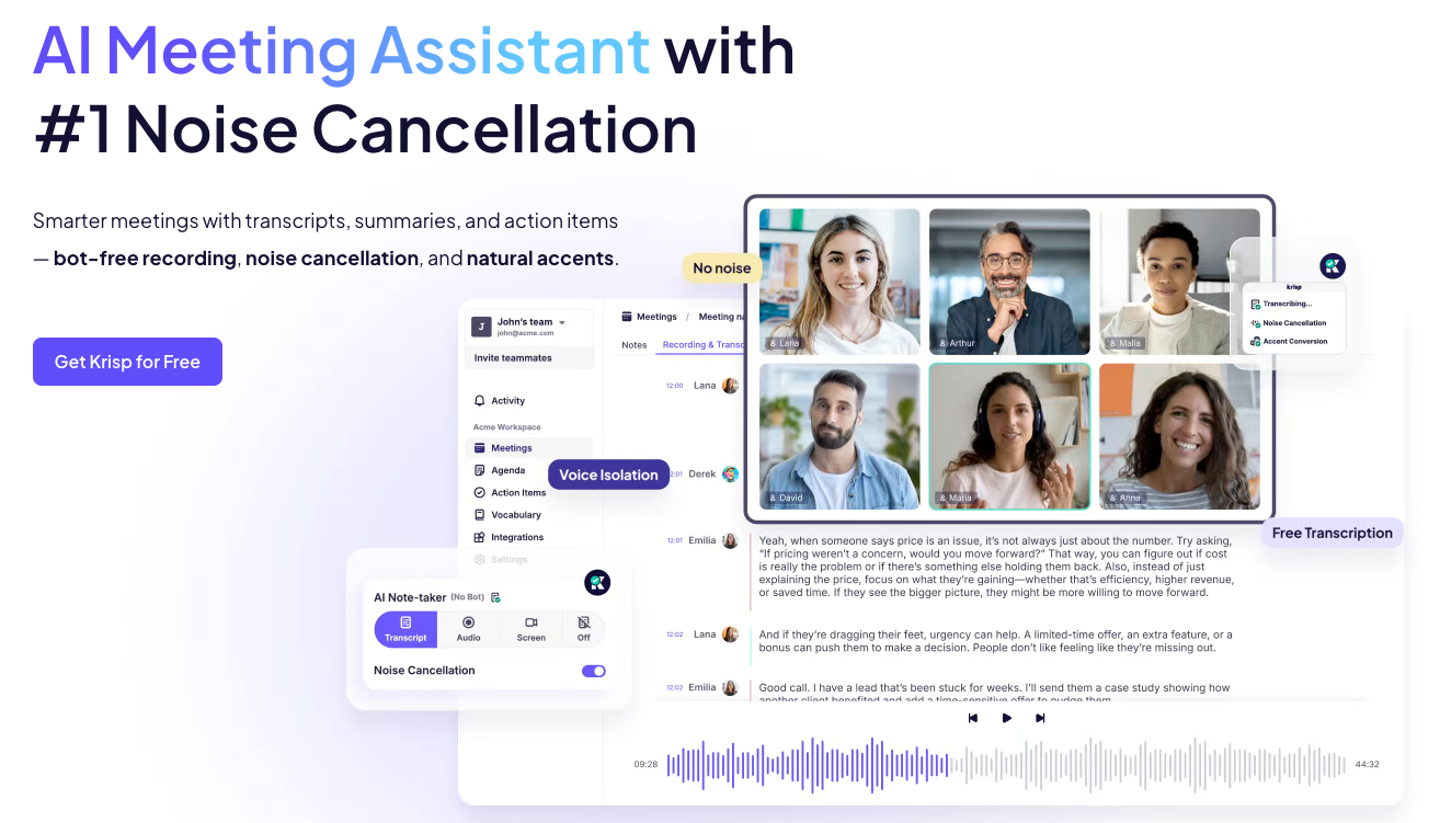 Krisp AI Noise Cancellation