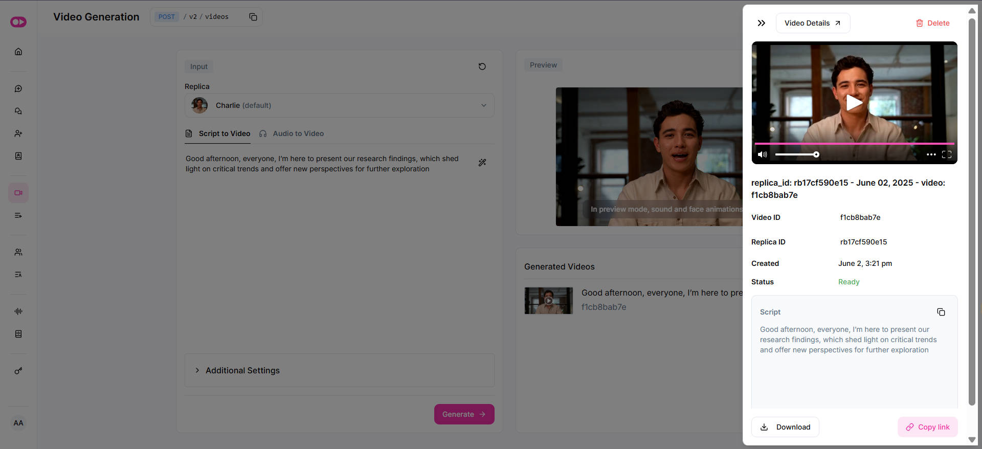 Mówiący generator ai głowy
