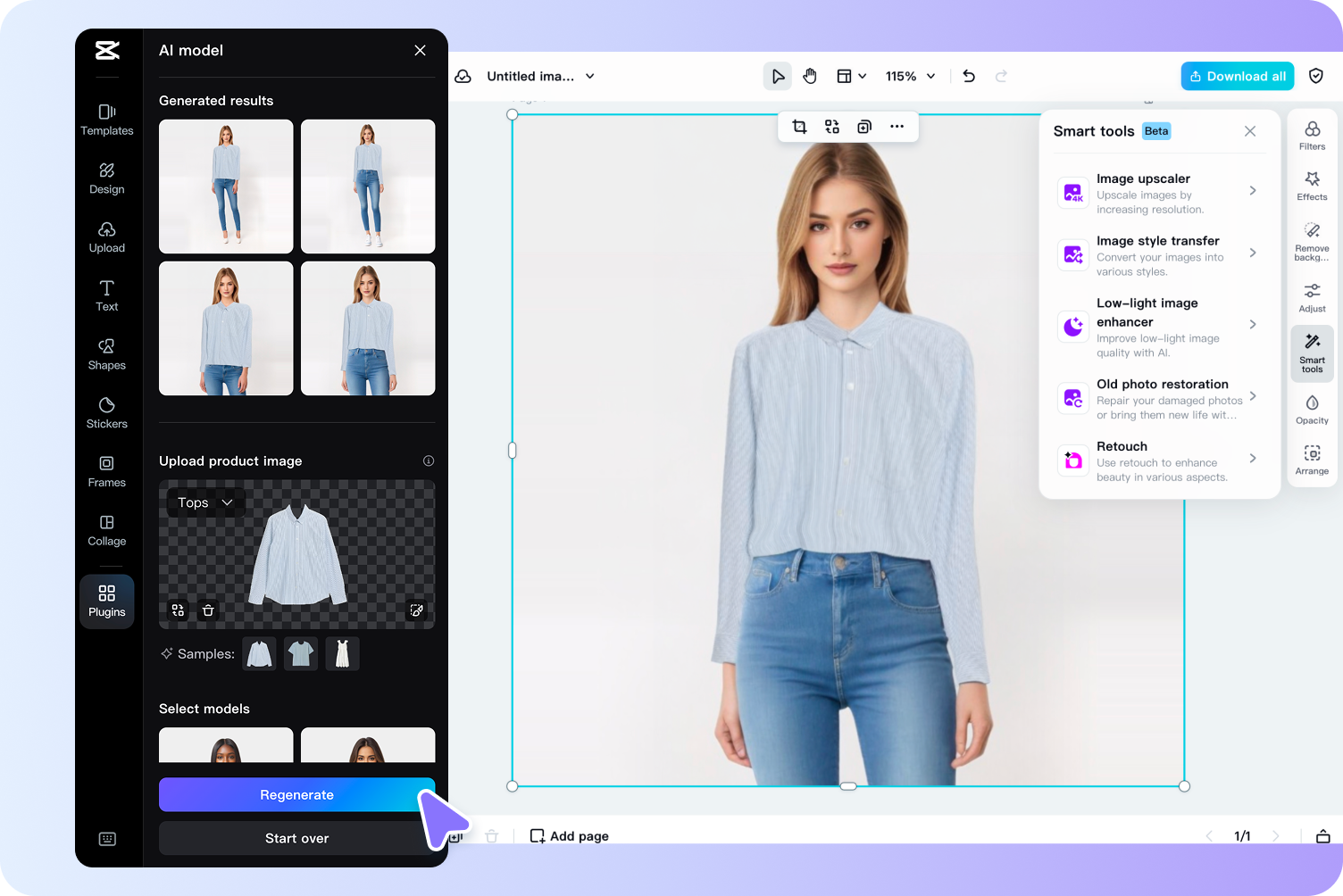 Generate with an AI try-on model