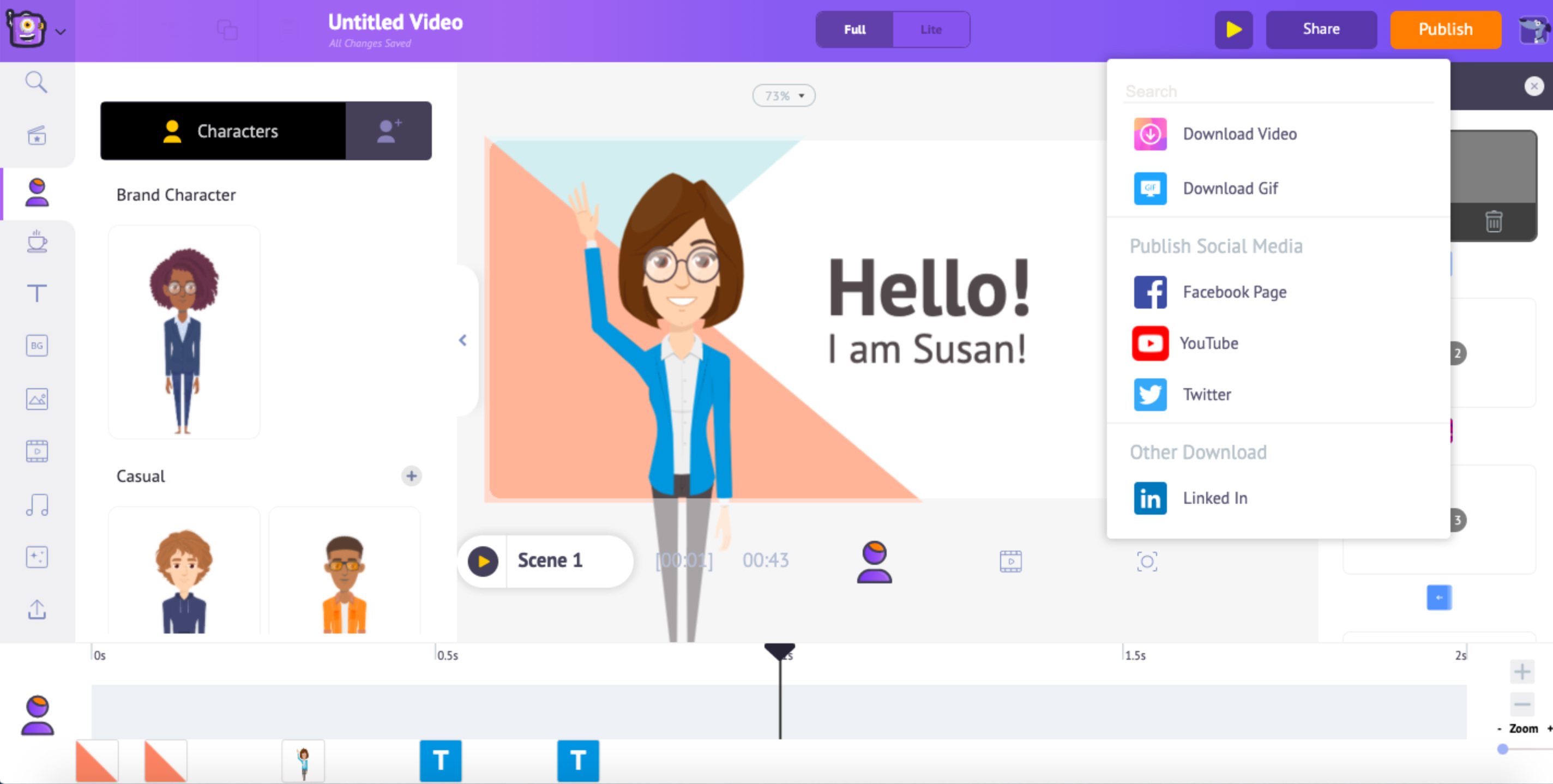 Interface of Animake - free online AI cartoon generator on PC